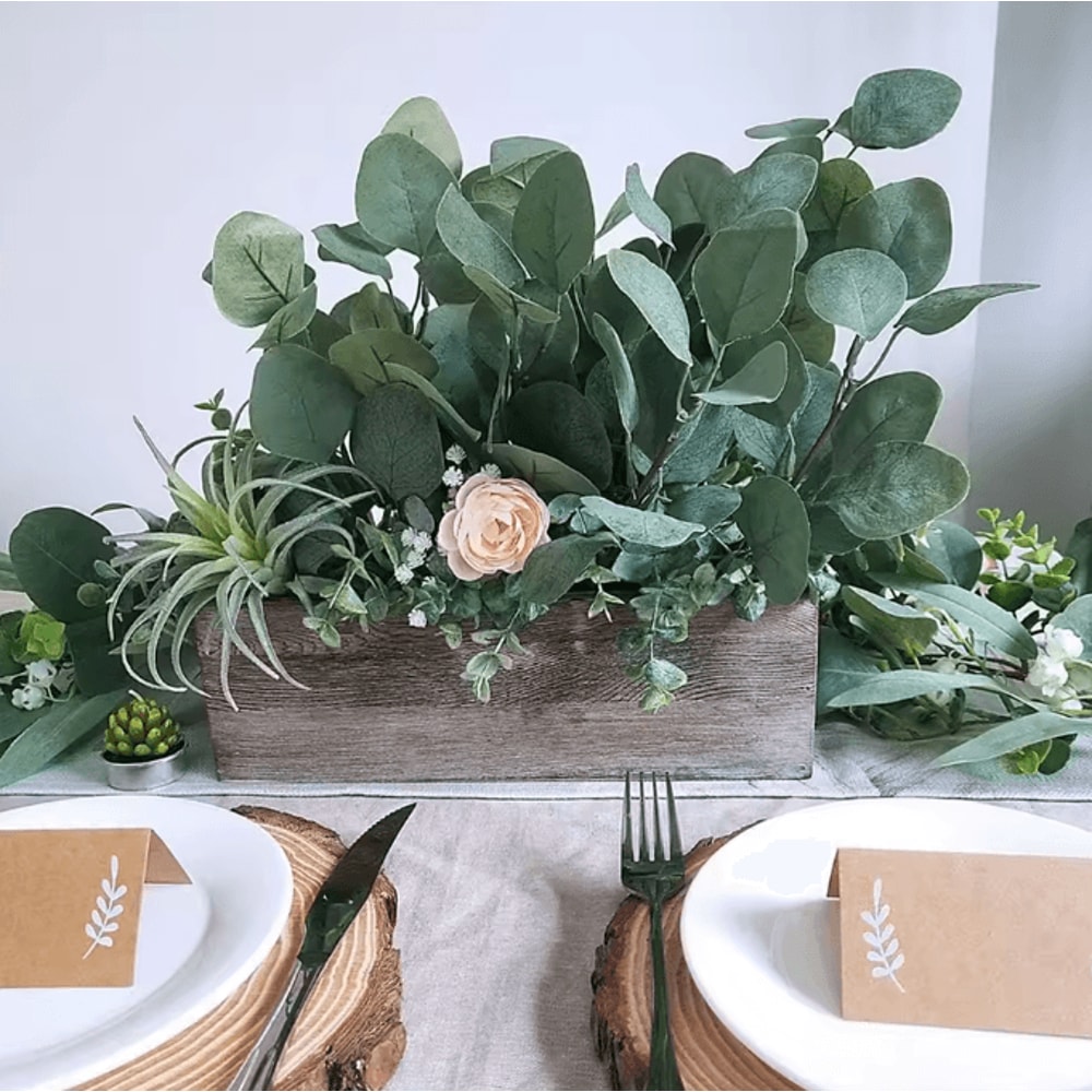 10PCS Artificial Eucalyptus Leaves Stems Silk Greenery For DIY Crafts Wedding Home Decor 4