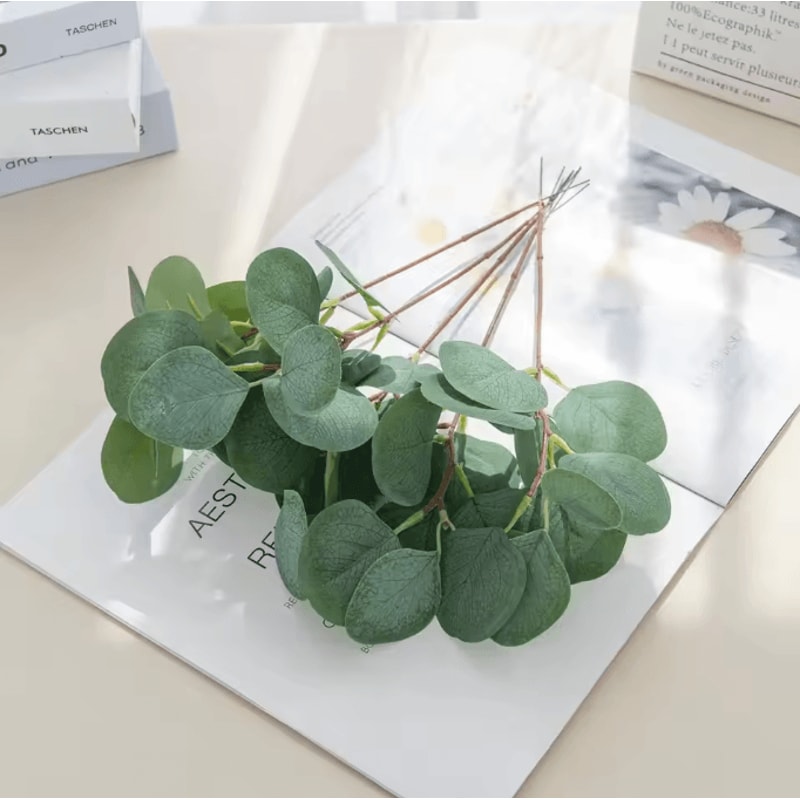 10PCS Artificial Eucalyptus Leaves Stems Silk Greenery For DIY Crafts Wedding Home Decor 5