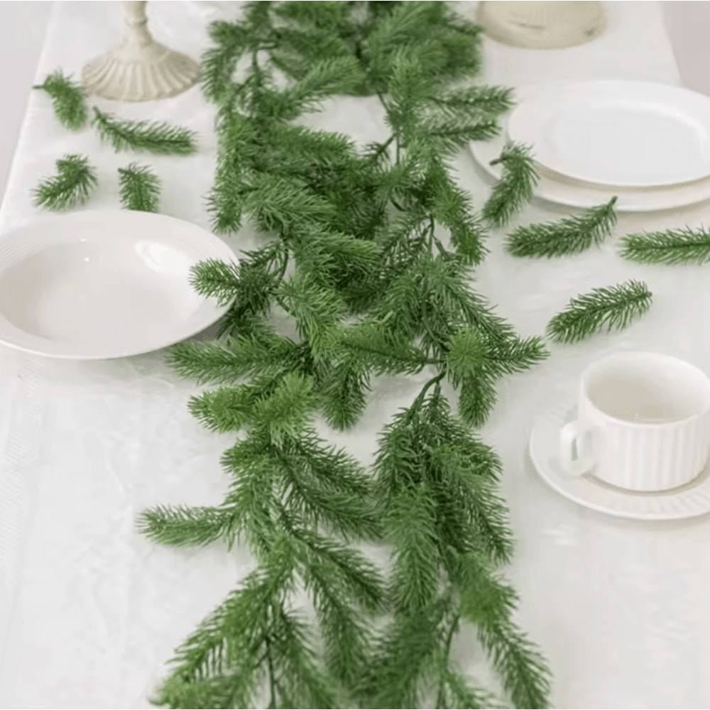 72Mesh Artificial Pine Leaf Garland DIY Greenery Vine For Christmas Home Decor 0