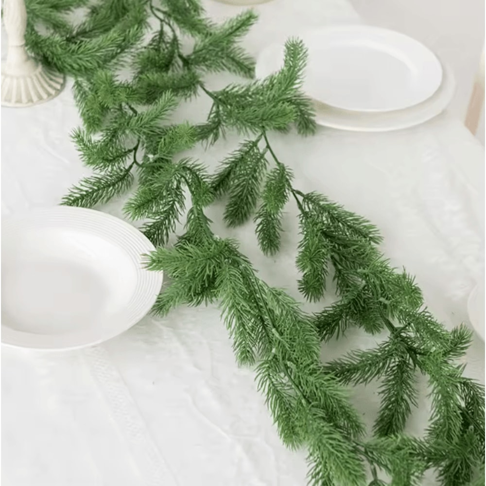 72Mesh Artificial Pine Leaf Garland DIY Greenery Vine For Christmas Home Decor 1