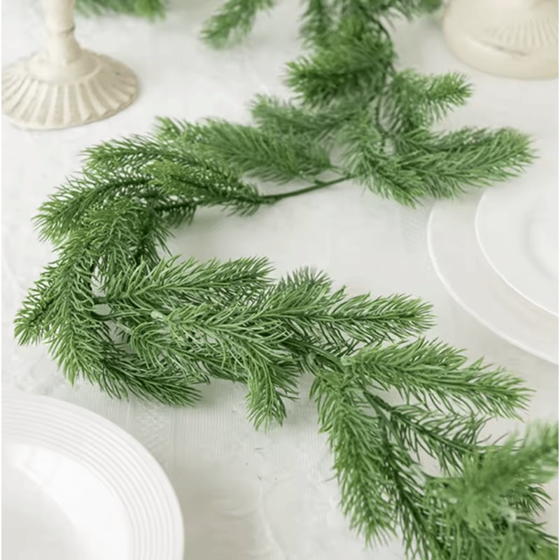 72Mesh Artificial Pine Leaf Garland DIY Greenery Vine For Christmas Home Decor 2