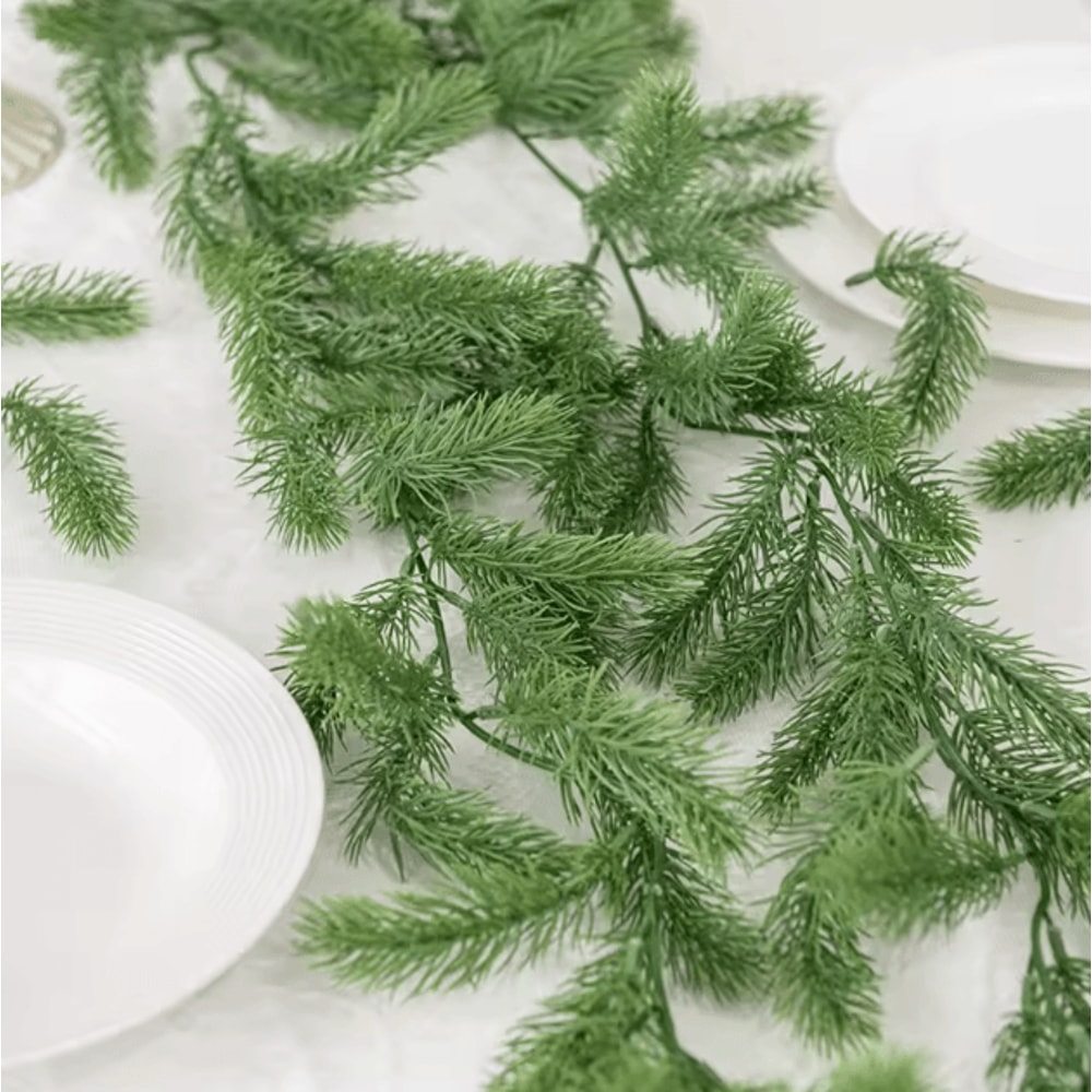 72Mesh Artificial Pine Leaf Garland DIY Greenery Vine For Christmas Home Decor 3