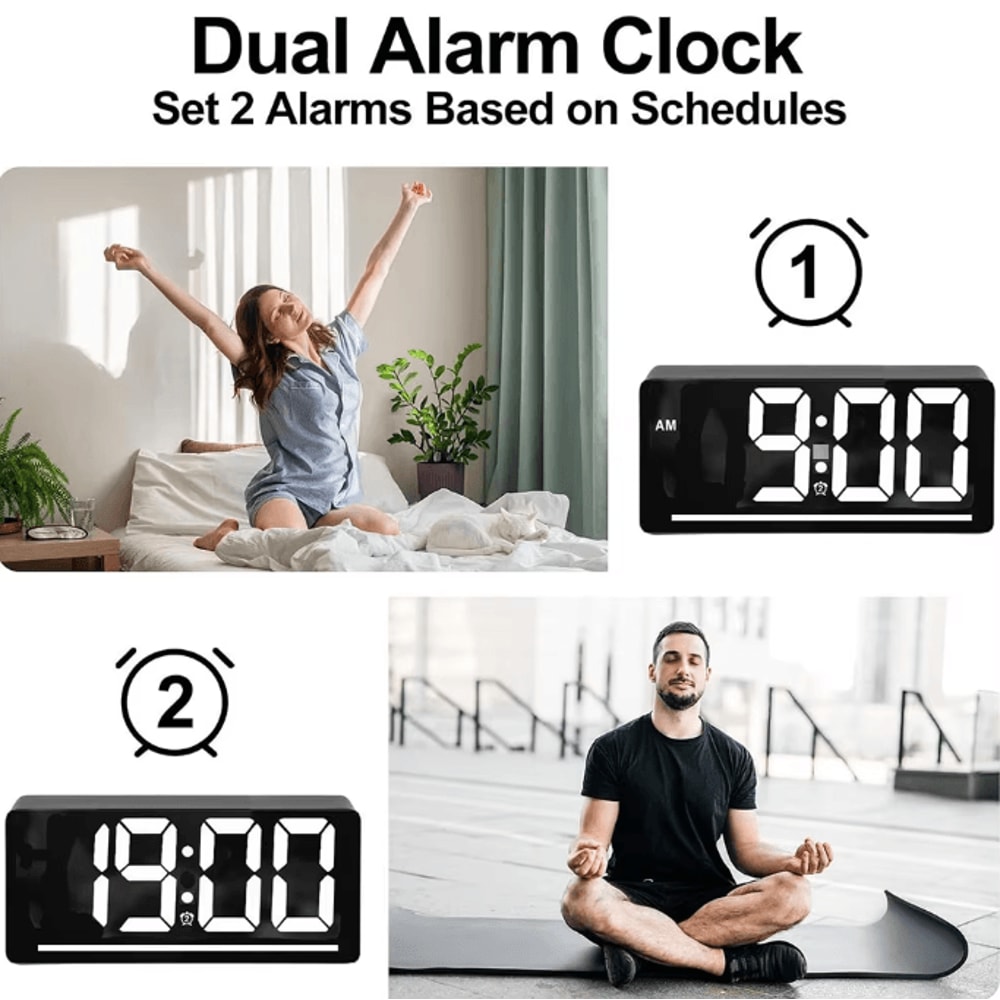 Large LED Digital Alarm Clock With Temperature Night Light Table Clock For Bedroom Office 1