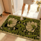Green Floral Welcome Doormat Washable Indoor PlantThemed Entryway Rug 0