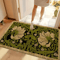 Green Floral Welcome Doormat Washable Indoor PlantThemed Entryway Rug 0