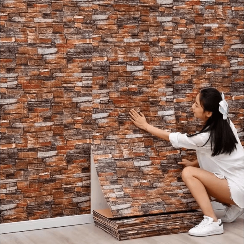 3D Faux Brick Wall Sticker Panels SelfAdhesive Waterproof DIY Wallpaper 2