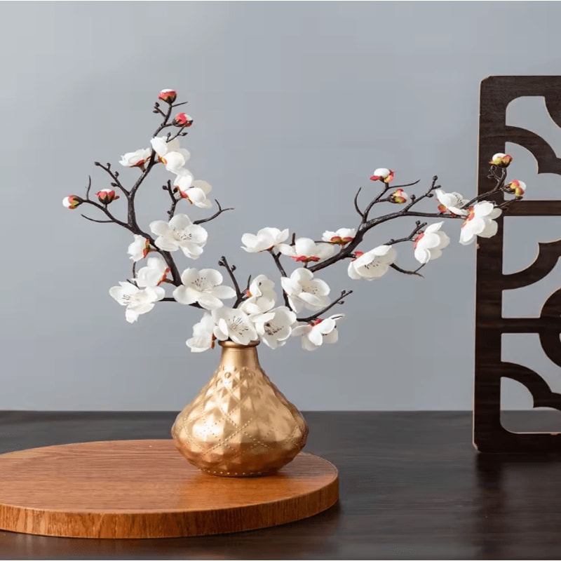 Artificial Plum Blossom Branch Silk Peach Blossom Flowers For Elegant Home Event Decor 0