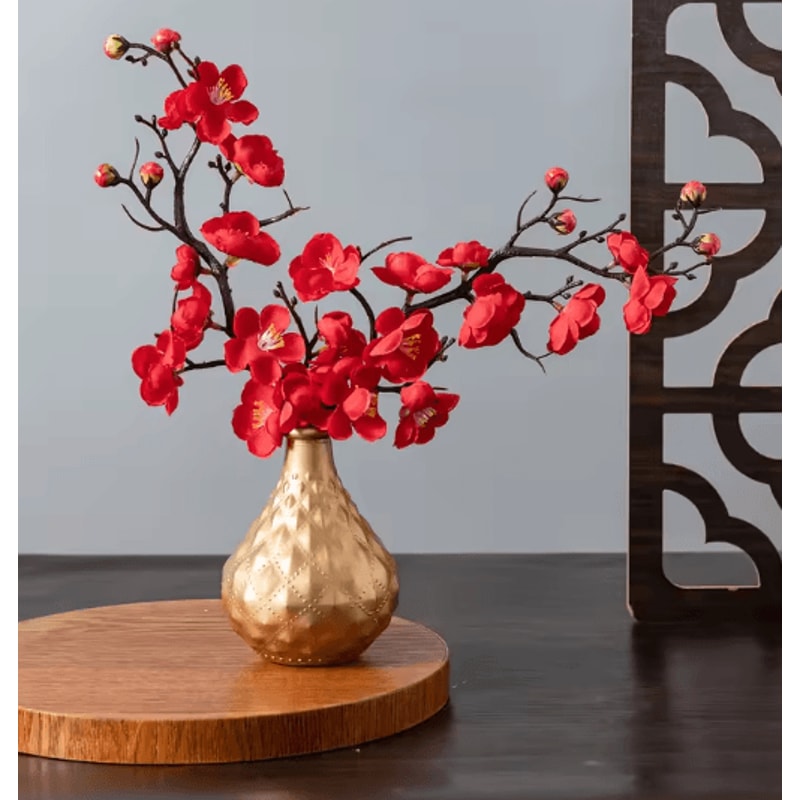Artificial Plum Blossom Branch Silk Peach Blossom Flowers For Elegant Home Event Decor 5