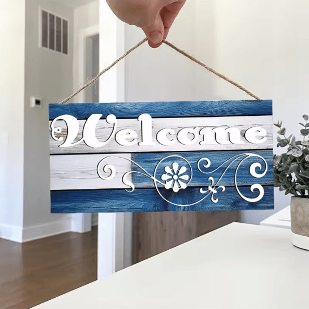 Rustic Wooden Welcome Wall Sign Farmhouse Hanging Door Decor Plaque 0