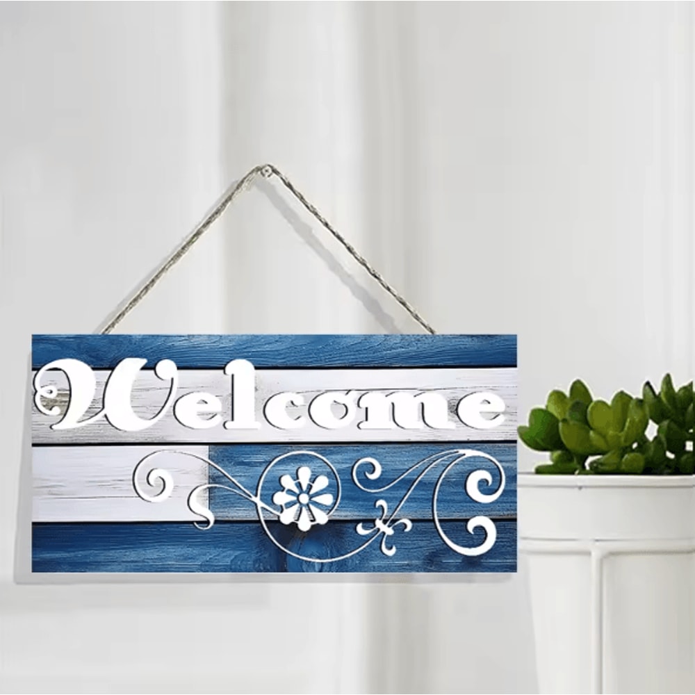 Rustic Wooden Welcome Wall Sign Farmhouse Hanging Door Decor Plaque 1