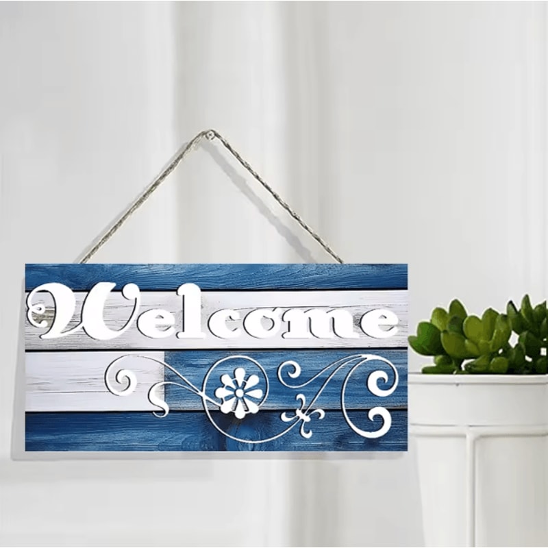 Rustic Wooden Welcome Wall Sign Farmhouse Hanging Door Decor Plaque 1
