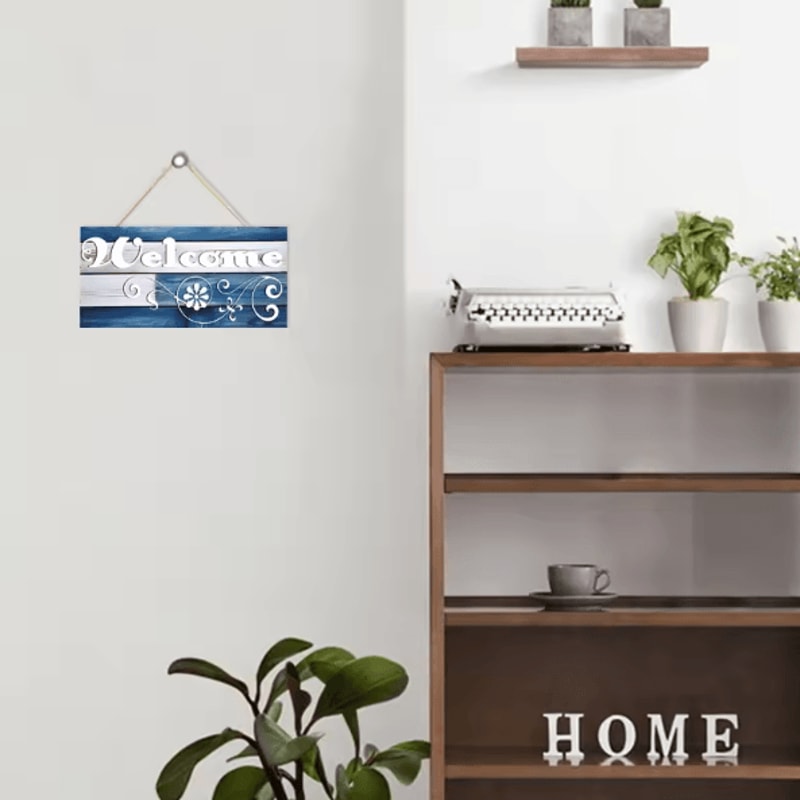 Rustic Wooden Welcome Wall Sign Farmhouse Hanging Door Decor Plaque 2