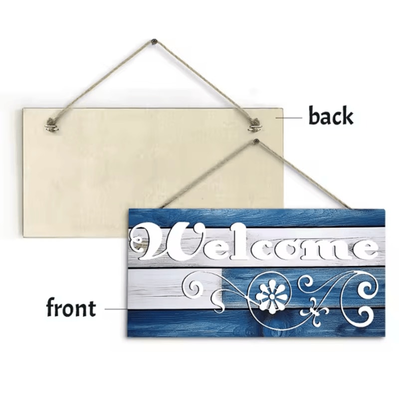 Rustic Wooden Welcome Wall Sign Farmhouse Hanging Door Decor Plaque 3