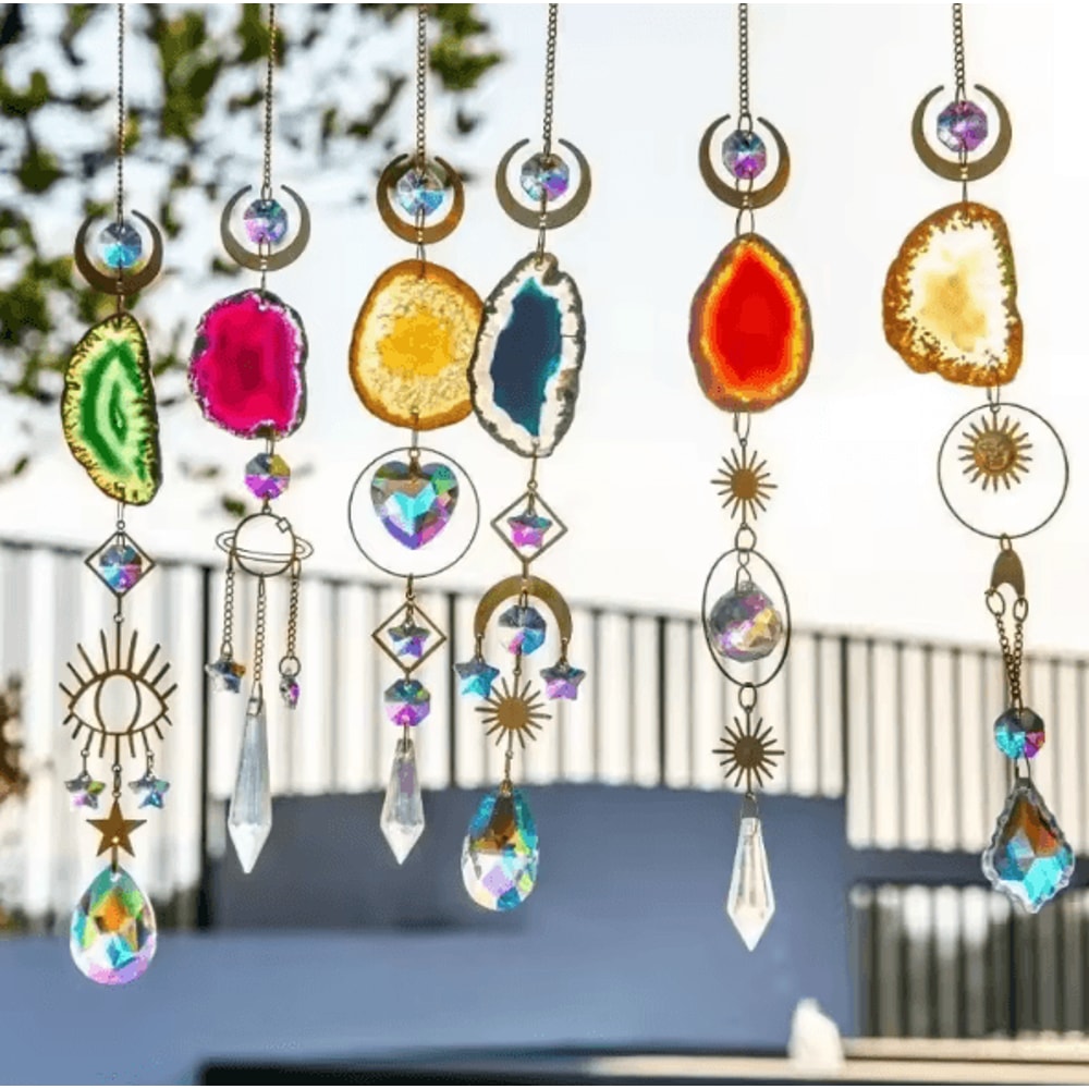 Sun Moon Crystal Suncatcher Rainbow Prism Hanging Window Garden Decor 0