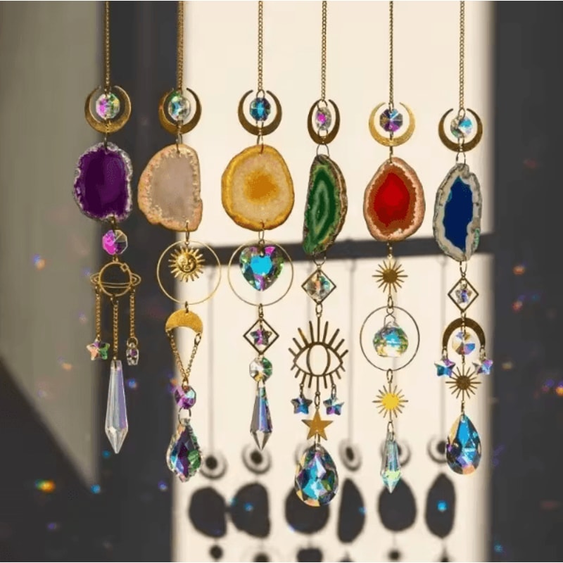 Sun Moon Crystal Suncatcher Rainbow Prism Hanging Window Garden Decor 1
