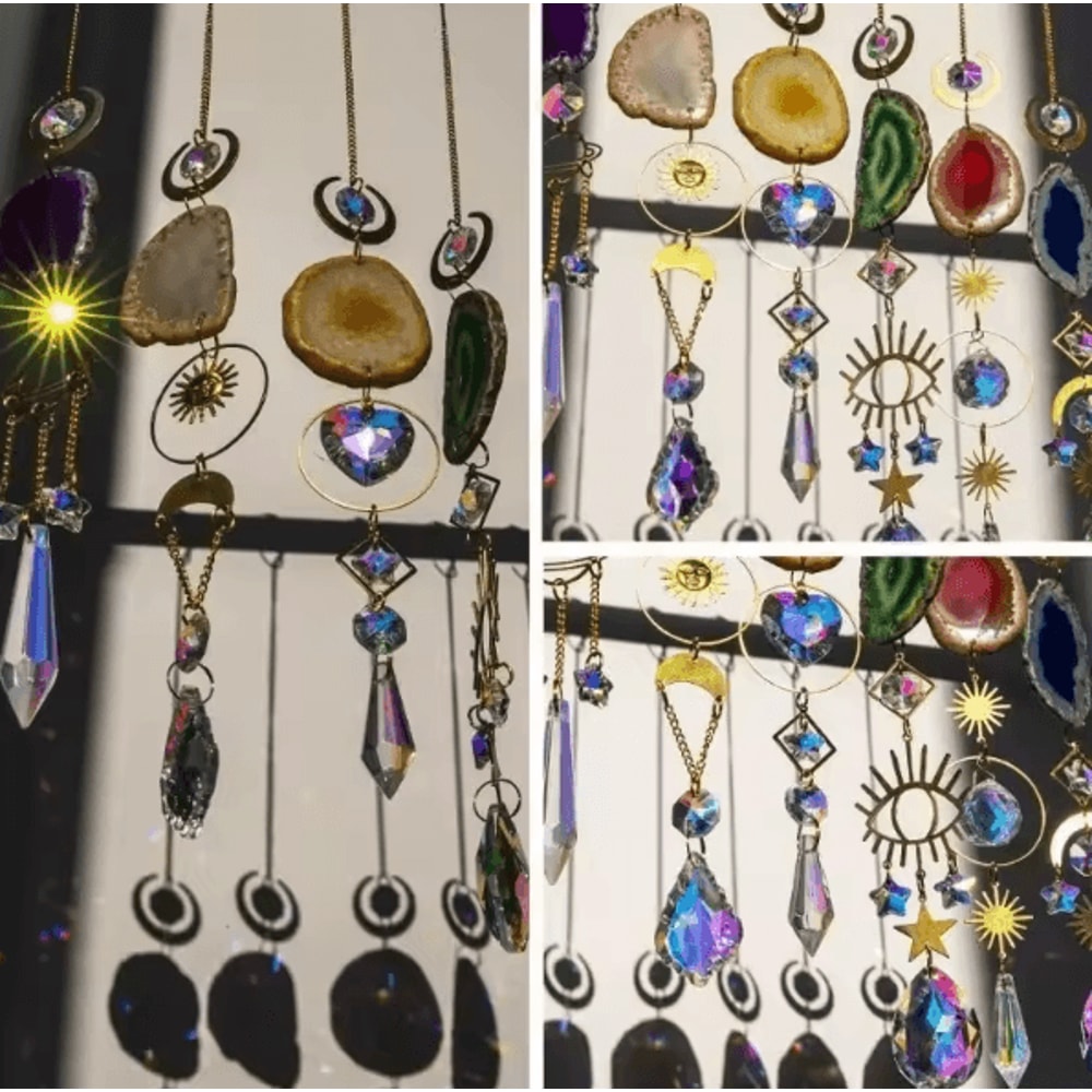 Sun Moon Crystal Suncatcher Rainbow Prism Hanging Window Garden Decor 2