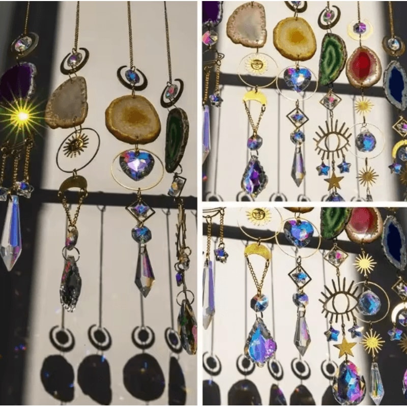 Sun Moon Crystal Suncatcher Rainbow Prism Hanging Window Garden Decor 2