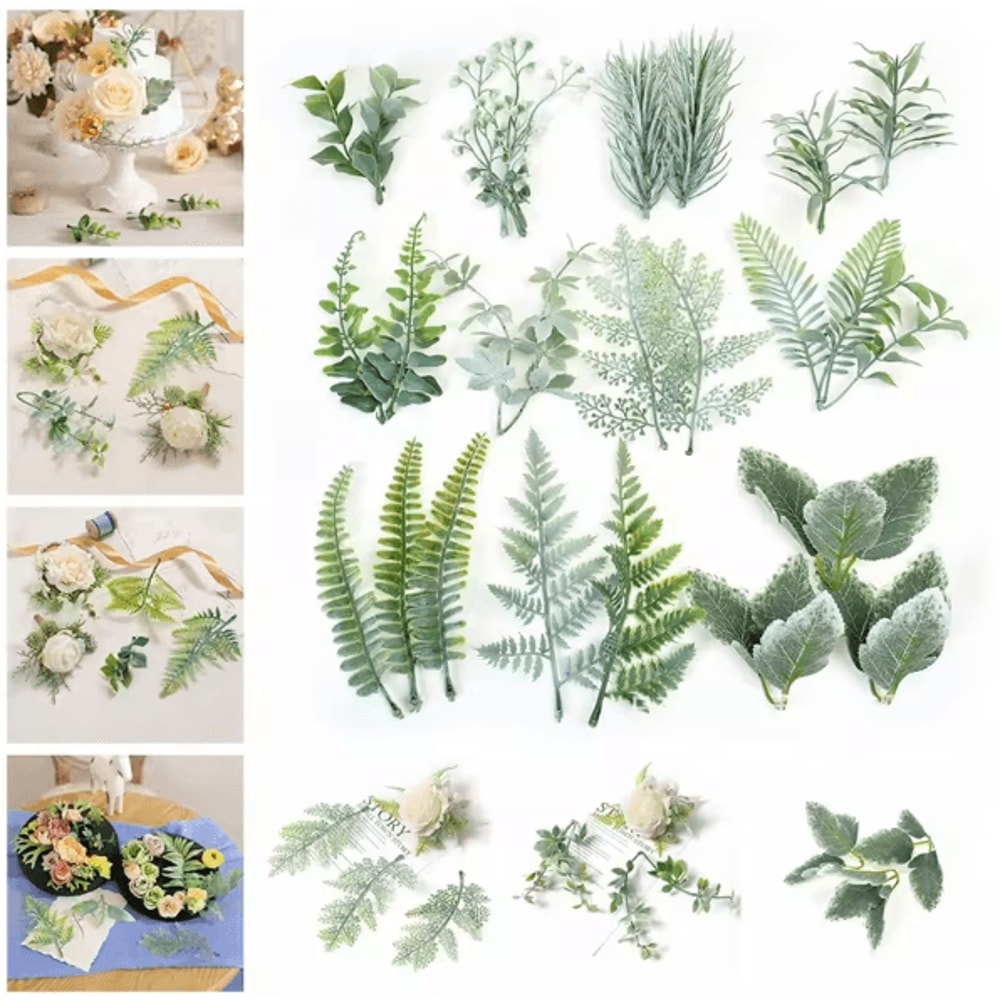 10PCS Artificial Greenery Leaves Set DIY Floral Craft Wedding Decor Accents 0