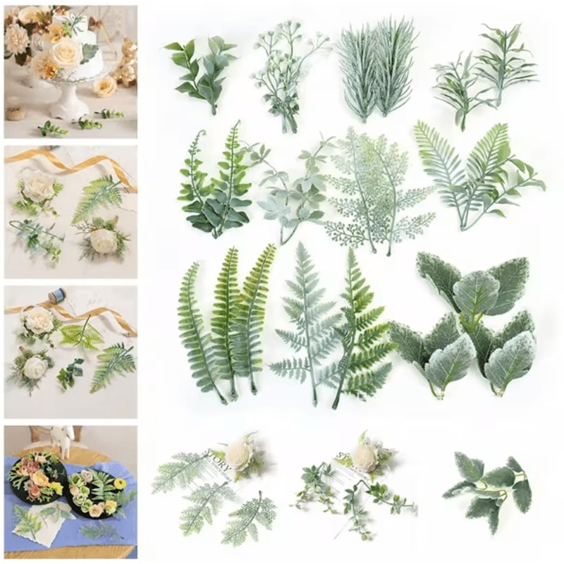 10PCS Artificial Greenery Leaves Set DIY Floral Craft Wedding Decor Accents 0