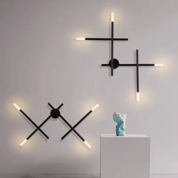 nordic cross line led wall lamp – minimalist modern sconce light for living room & bedroom
