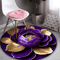 Purple Gold Peony Round Rug Washable Floral Polyester Area Mat For Home Decor 1