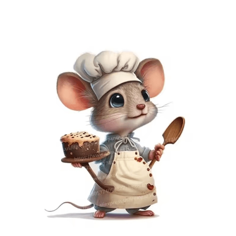 Cute Chef Mouse Wall Sticker Cartoon SelfAdhesive Corner Decor For Home 4