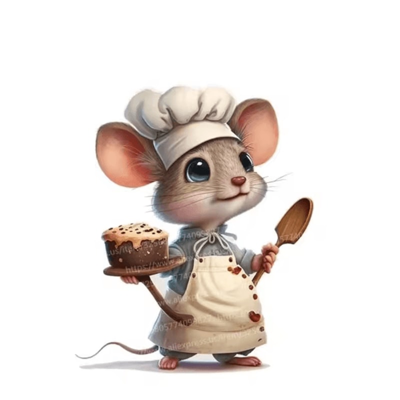 Cute Chef Mouse Wall Sticker Cartoon SelfAdhesive Corner Decor For Home 4