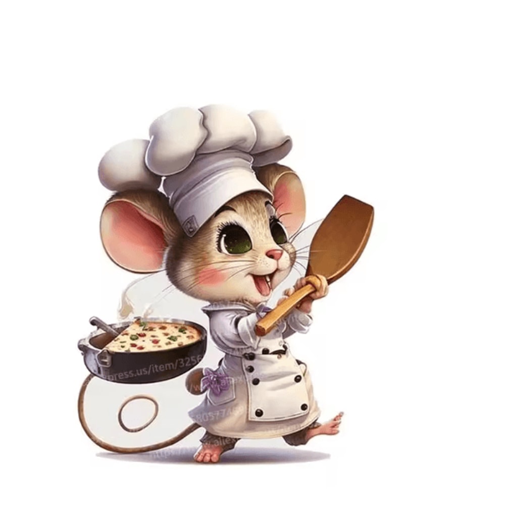 Cute Chef Mouse Wall Sticker Cartoon SelfAdhesive Corner Decor For Home 5