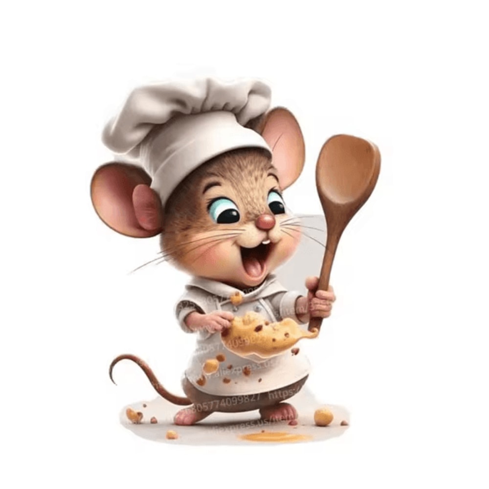 Cute Chef Mouse Wall Sticker Cartoon SelfAdhesive Corner Decor For Home 6