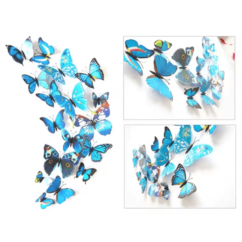 12PCS 3D Magnetic Butterfly Stickers Colorful PVC Wall Fridge Decor Set 1