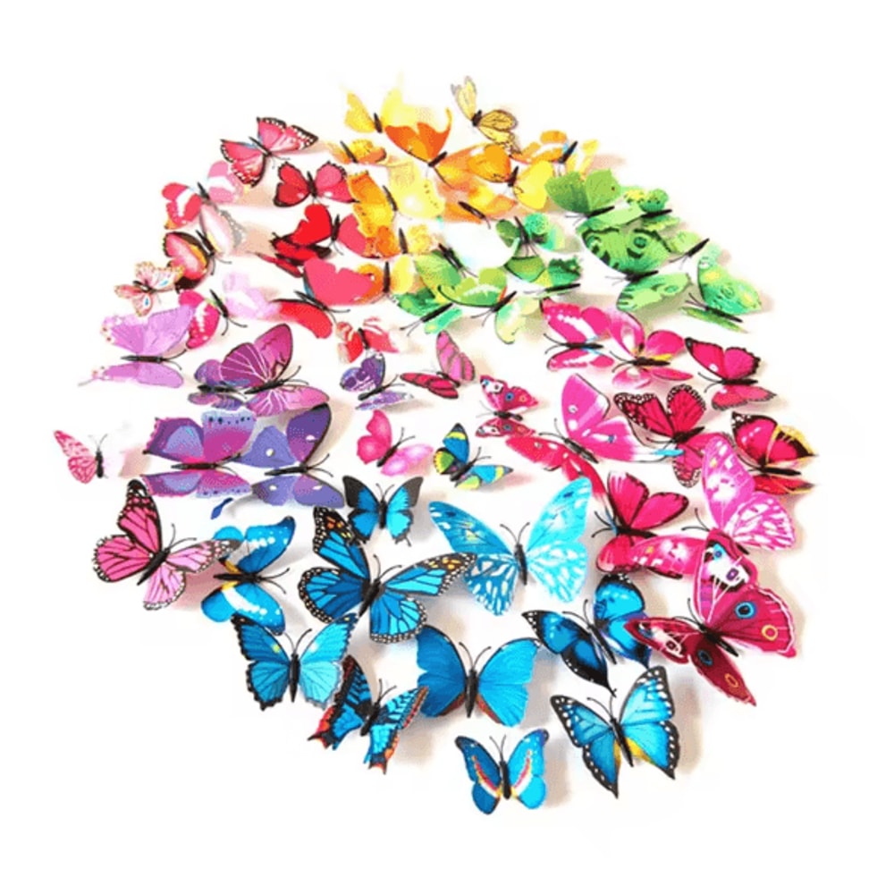 12PCS 3D Magnetic Butterfly Stickers Colorful PVC Wall Fridge Decor Set 9
