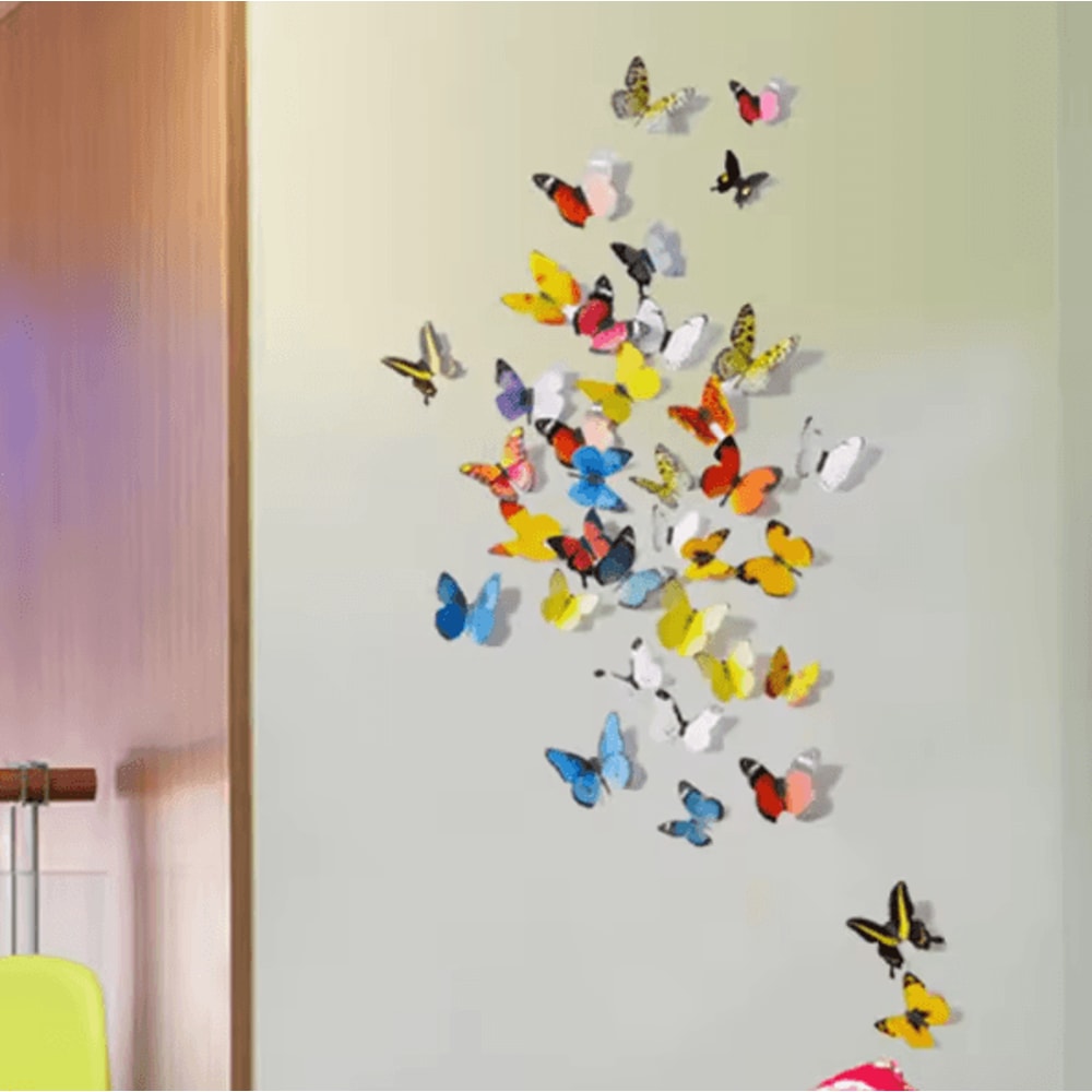 12PCS 3D Magnetic Butterfly Stickers Colorful PVC Wall Fridge Decor Set 2