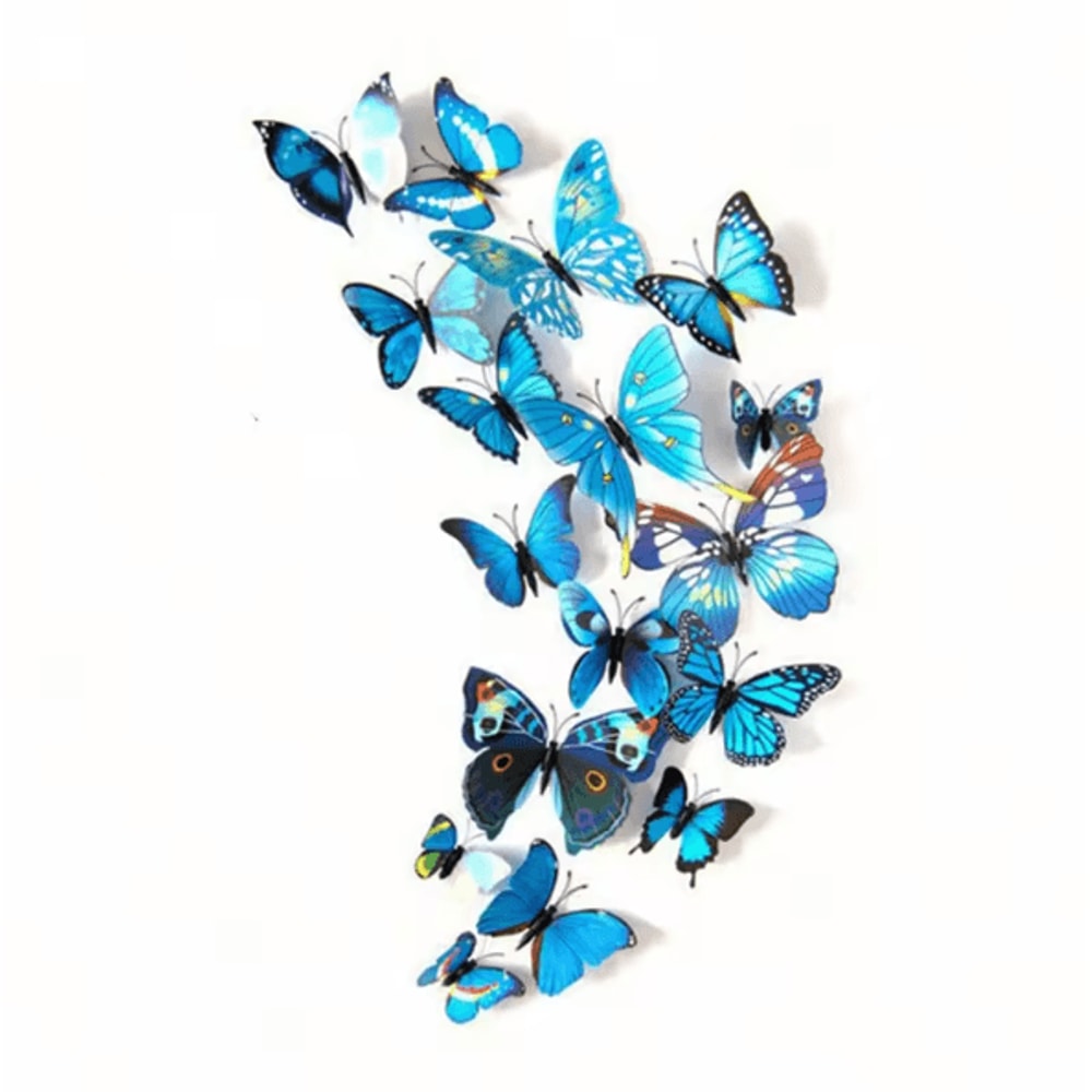 12PCS 3D Magnetic Butterfly Stickers Colorful PVC Wall Fridge Decor Set 4