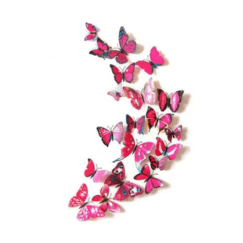 12PCS 3D Magnetic Butterfly Stickers Colorful PVC Wall Fridge Decor Set 5