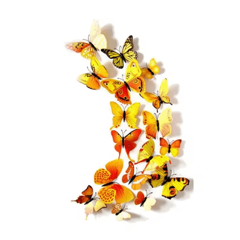 12PCS 3D Magnetic Butterfly Stickers Colorful PVC Wall Fridge Decor Set 6