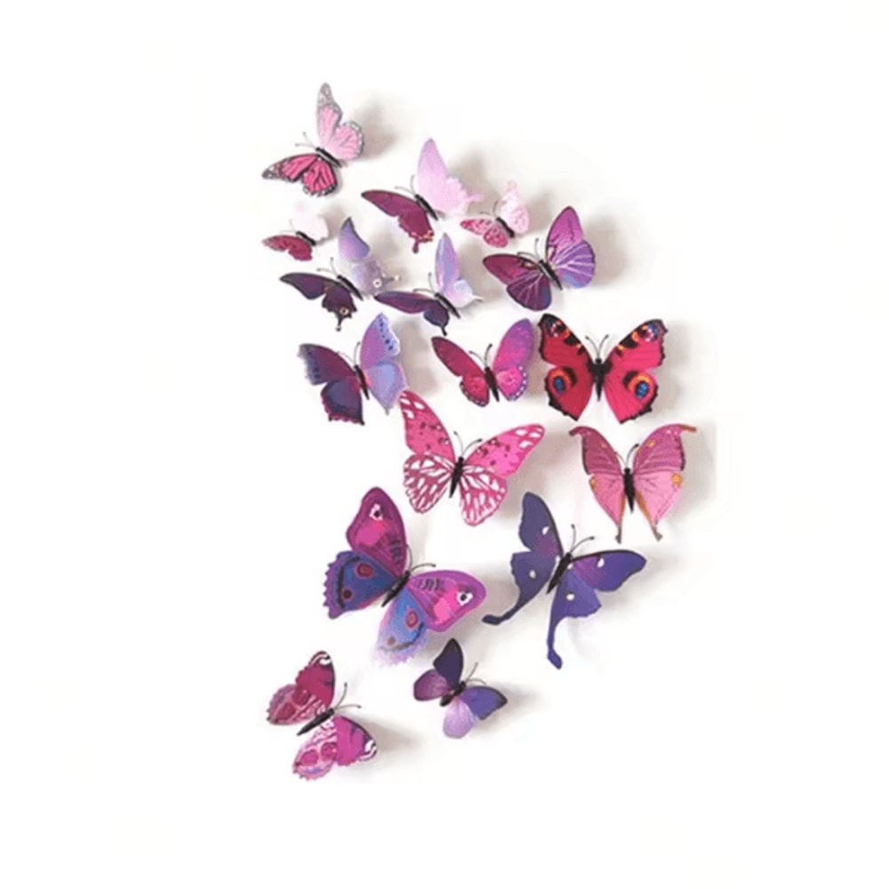 12PCS 3D Magnetic Butterfly Stickers Colorful PVC Wall Fridge Decor Set 8