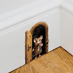 whimsical 3d mouse hole wall decal – cute cartoon peeking mouse sticker decor