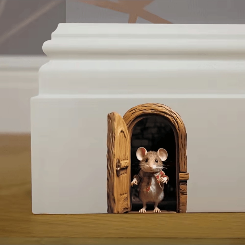 Whimsical 3D Mouse Hole Wall Decal Cute Cartoon Peeking Mouse Sticker Decor 1