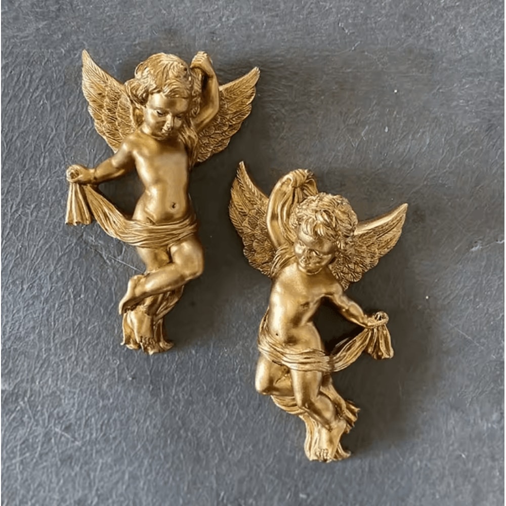 Cute Cherub Angel Wall Hanging Resin Cartoon Angel Sculpture Decor 0