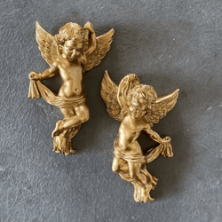cute cherub angel wall hanging – resin cartoon angel sculpture decor