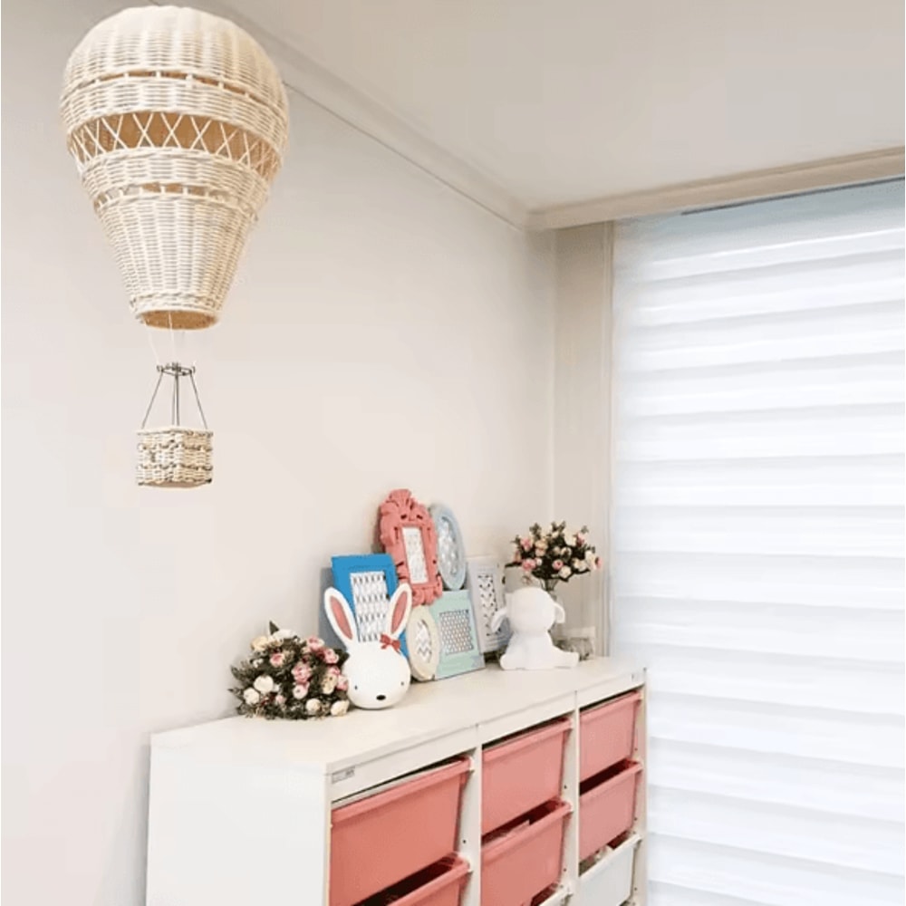 Handwoven Rattan Hot Air Balloon Wall Hanging Boho Nursery Decor Baby Photo Prop 1