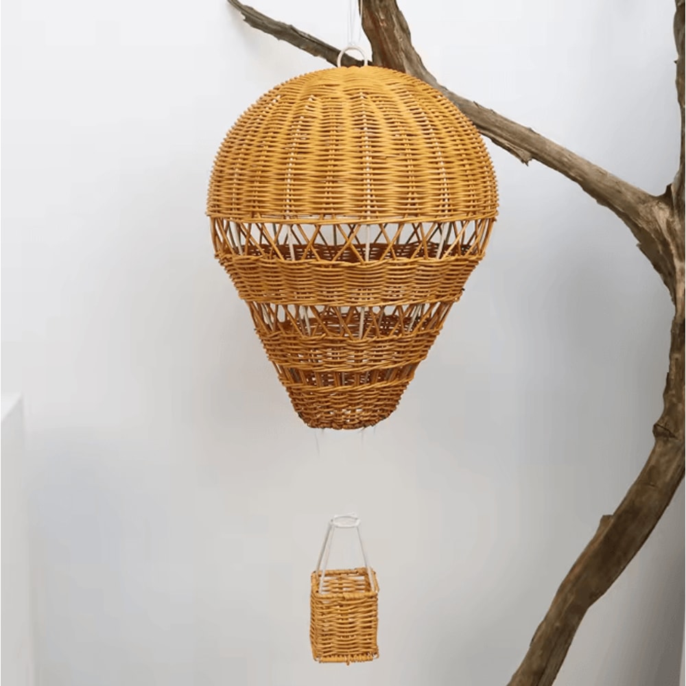 Handwoven Rattan Hot Air Balloon Wall Hanging Boho Nursery Decor Baby Photo Prop 5