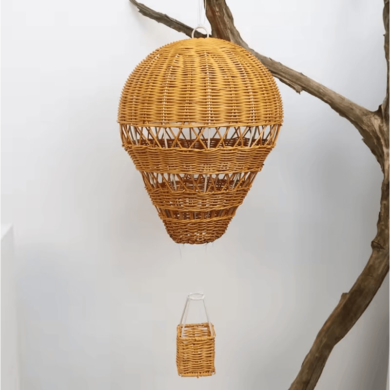 Handwoven Rattan Hot Air Balloon Wall Hanging Boho Nursery Decor Baby Photo Prop 5