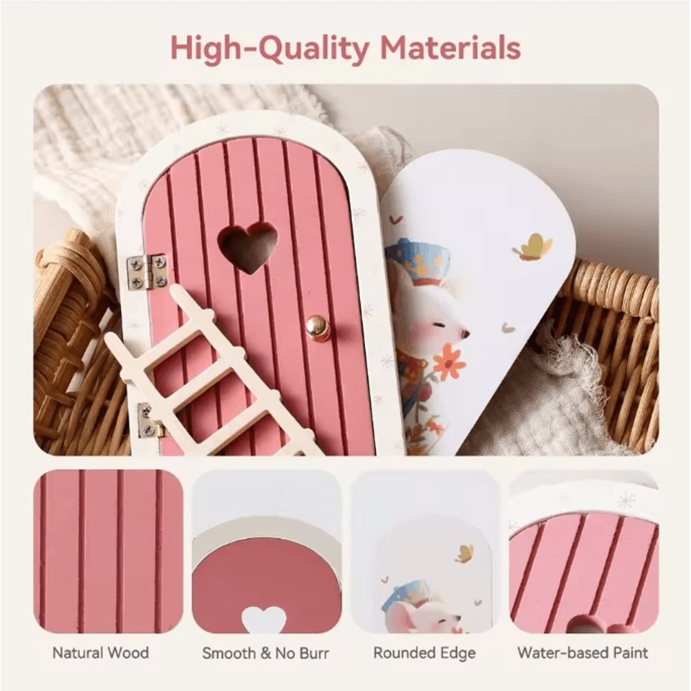 Mini Fairy Elf Door Wall Decor Wooden Dollhouse Magic Door Ornament 2