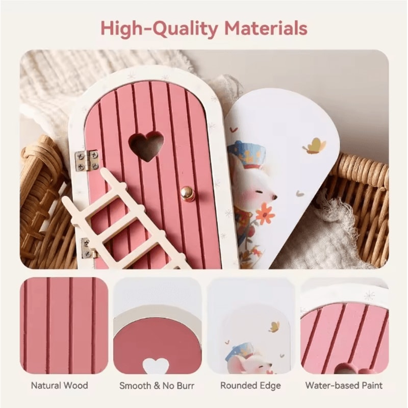 Mini Fairy Elf Door Wall Decor Wooden Dollhouse Magic Door Ornament 2