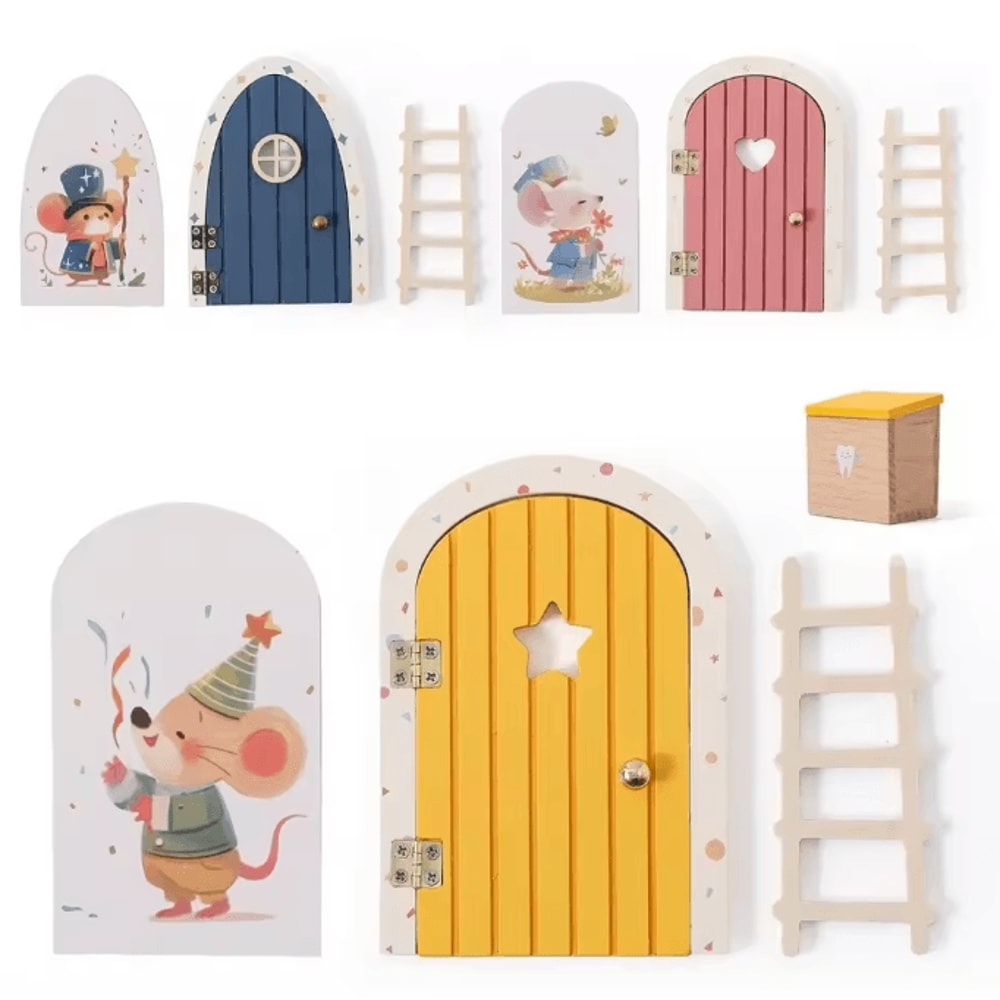 Mini Fairy Elf Door Wall Decor Wooden Dollhouse Magic Door Ornament 3