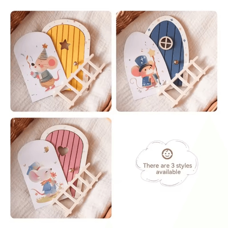 Mini Fairy Elf Door Wall Decor Wooden Dollhouse Magic Door Ornament 4
