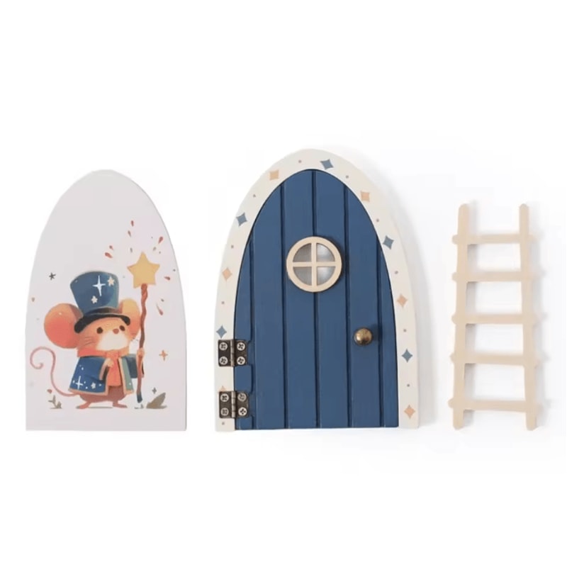 Mini Fairy Elf Door Wall Decor Wooden Dollhouse Magic Door Ornament 6
