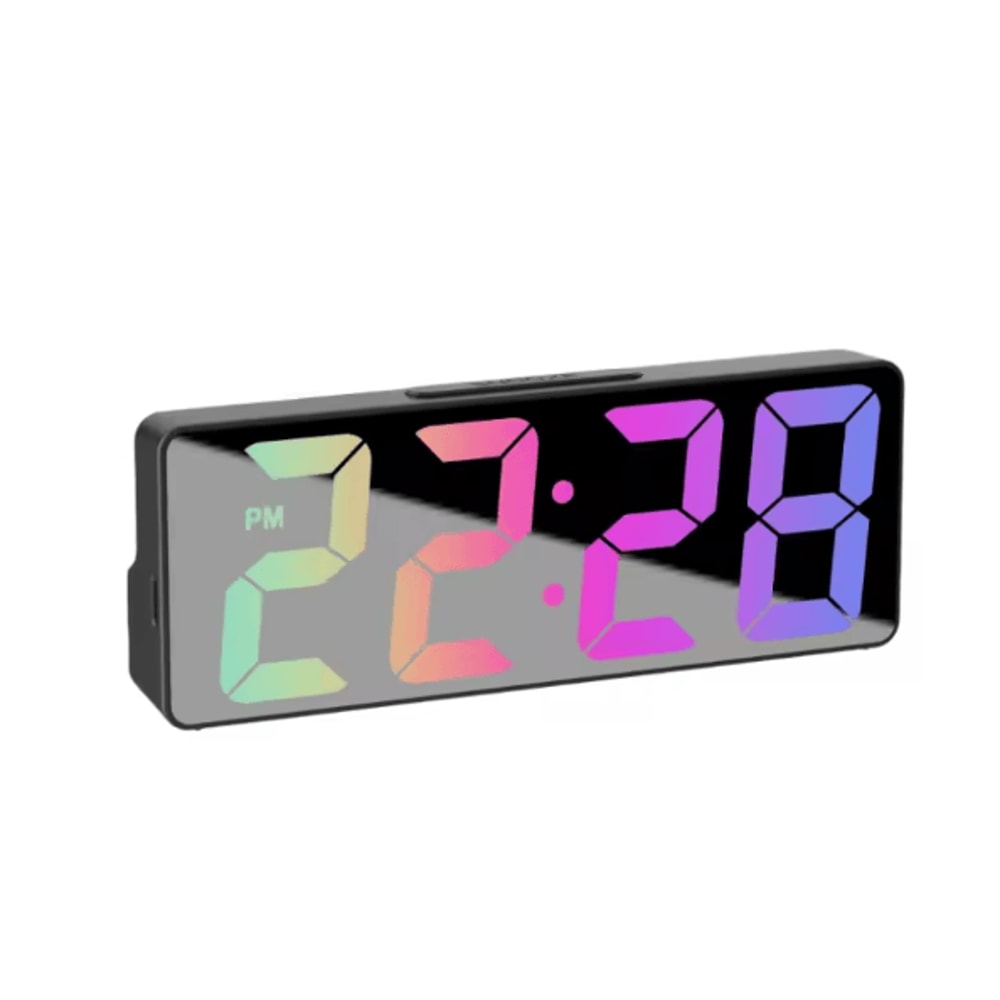 LED Digital Alarm Clock With Temperature Display Adjustable Brightness 1224 Hour Desktop Clock 8