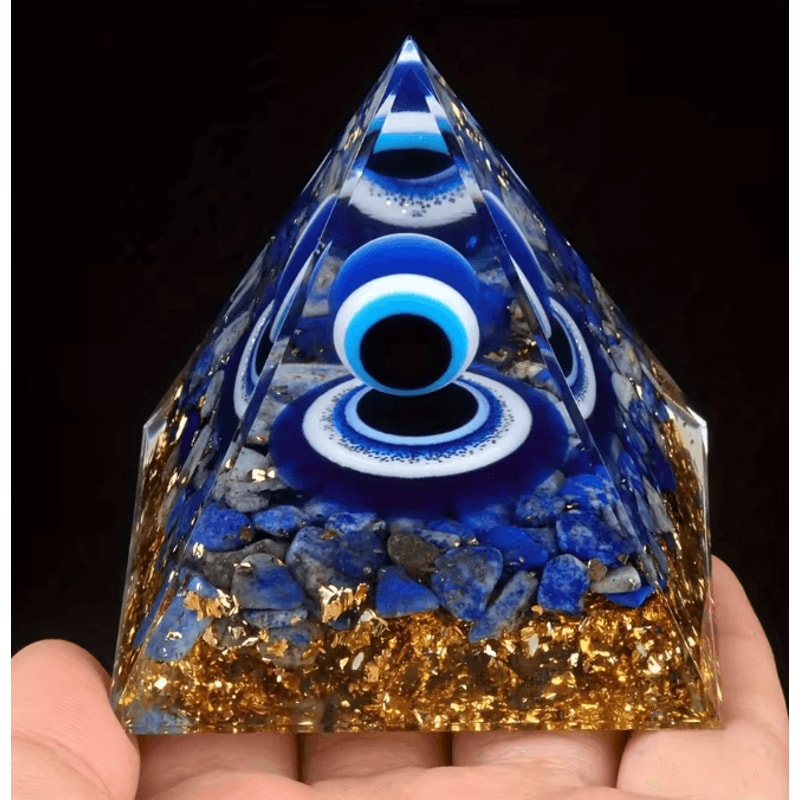 Lapis Lazuli Crystal Sphere Pyramid Set Elegant Blue Geometric Home Decor 3
